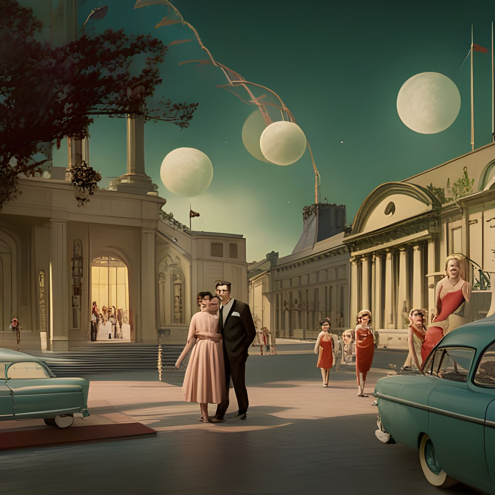 1950s Kindergarten Prom in Matte Painting Style