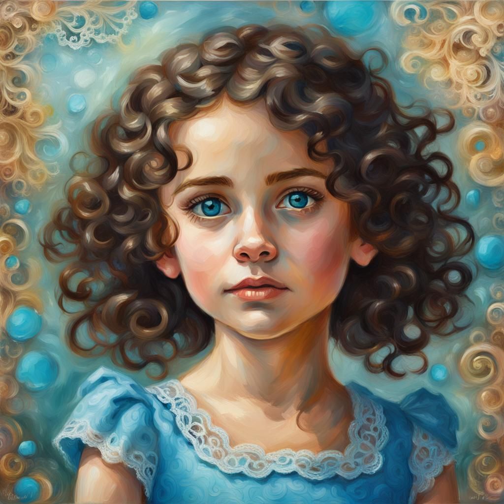 Fantasy Portrait of a Girl Saying Hi as Oil Painting