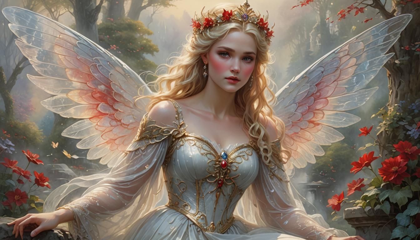 Regal Fae Queen in Ethereal Fantasy Style