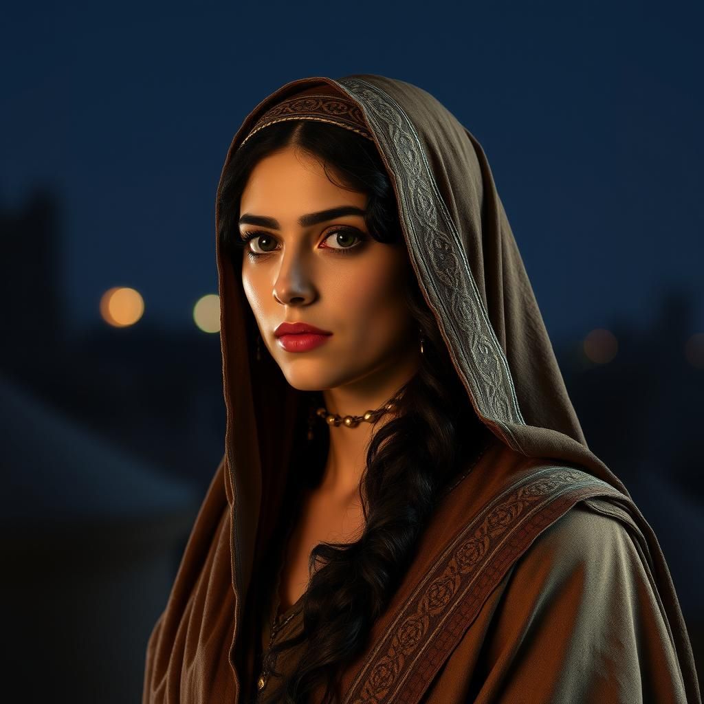 Ancient Jewish Princess in Jerusalem at Night