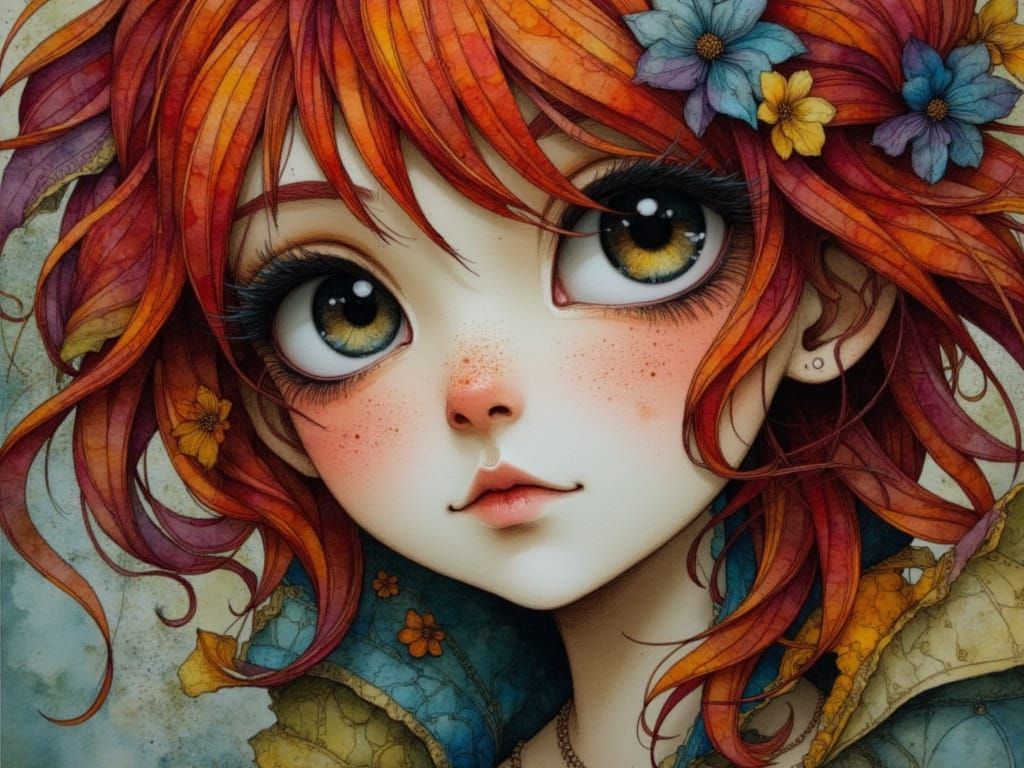 Ethereal Gypsy Punk with Wild Red Hair