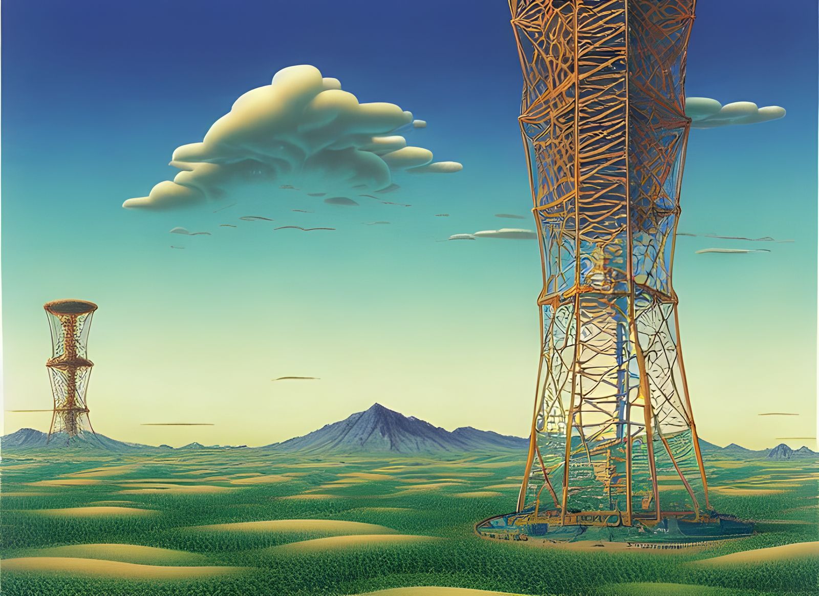 Colossal Radio Tower in Surreal Landscape