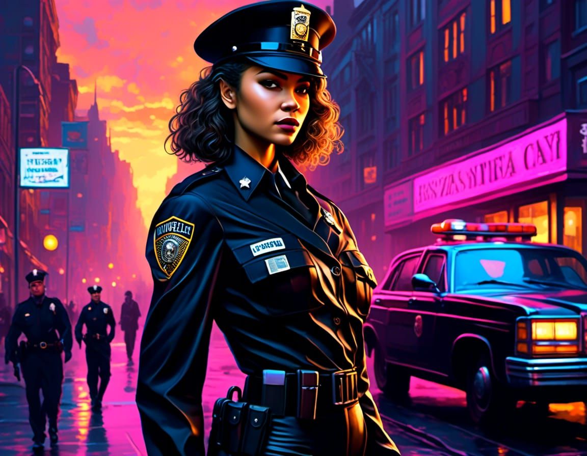 Zendaya as Badass Cop in Gothic Film Noir