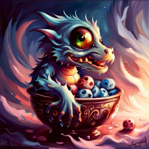 Fluffy Eyeball Dragon in a Cup