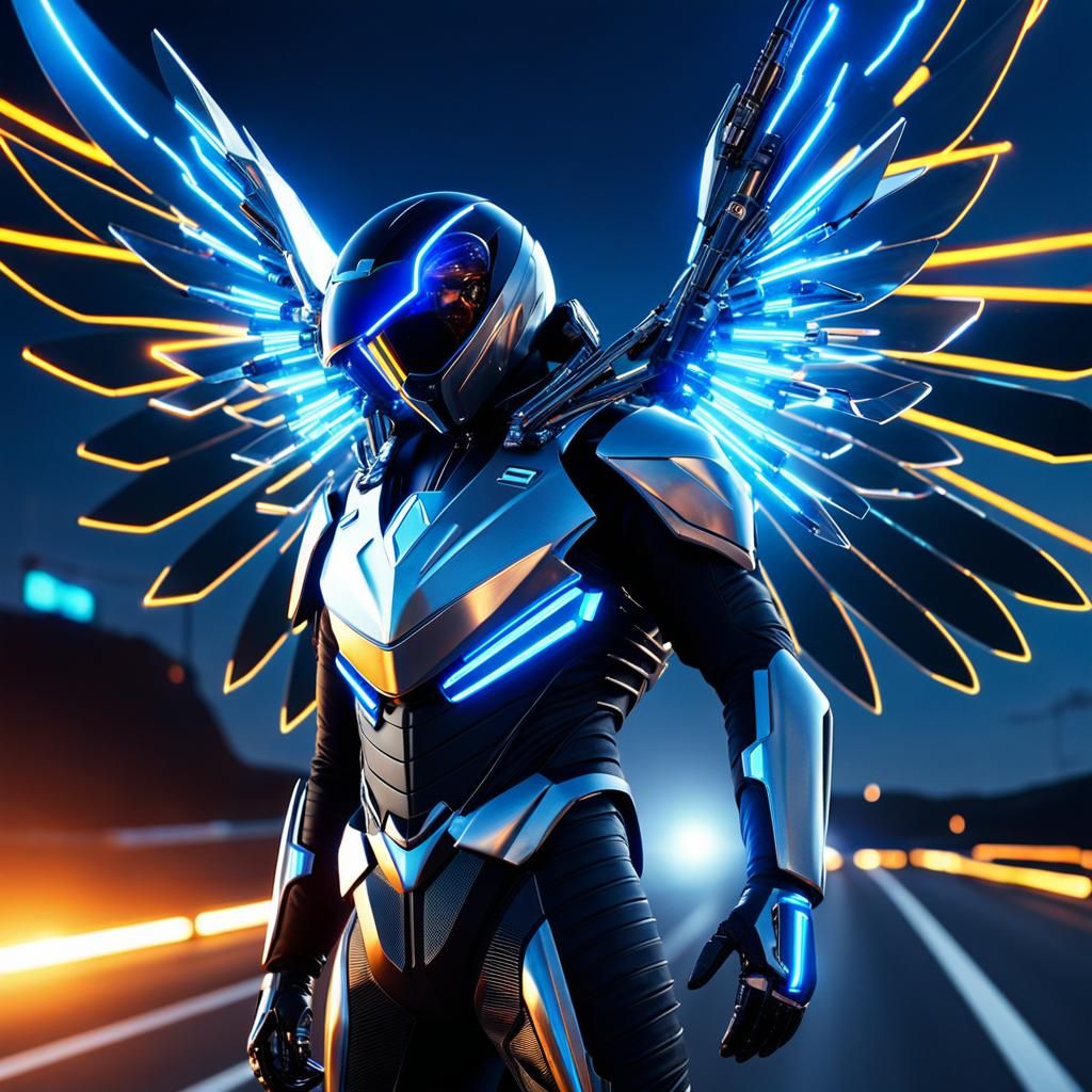 A Birdman with metal wings