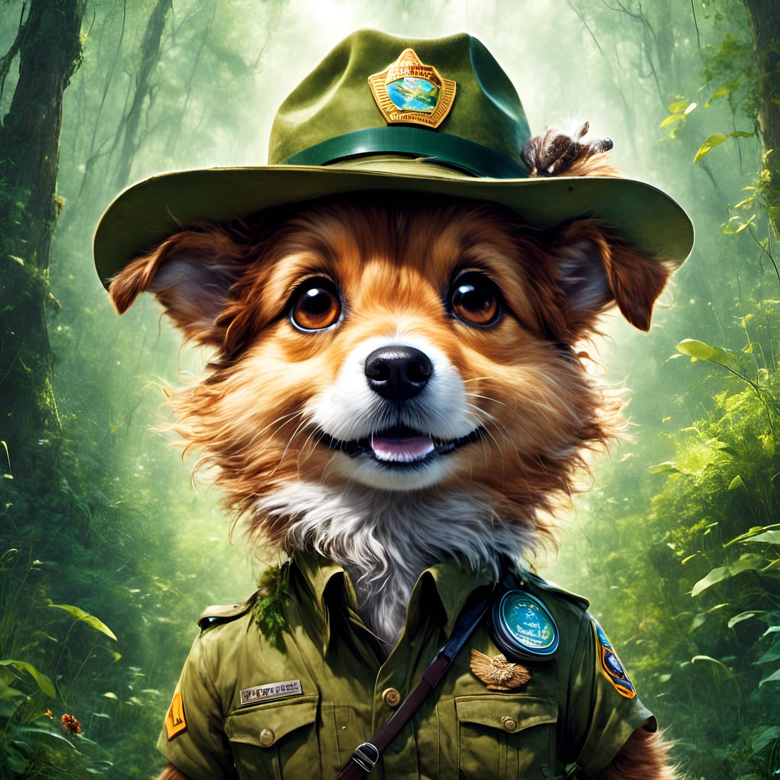 Dog Park Ranger Portrait with Graffiti Art
