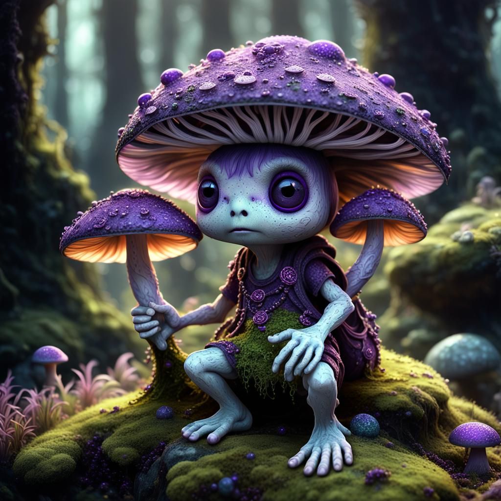 Mossy Fungi Creature in Detailed Matte Painting