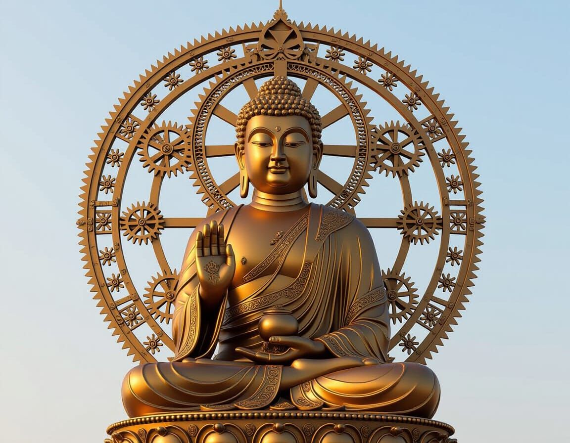 Buddha Statue in Steampunk Style