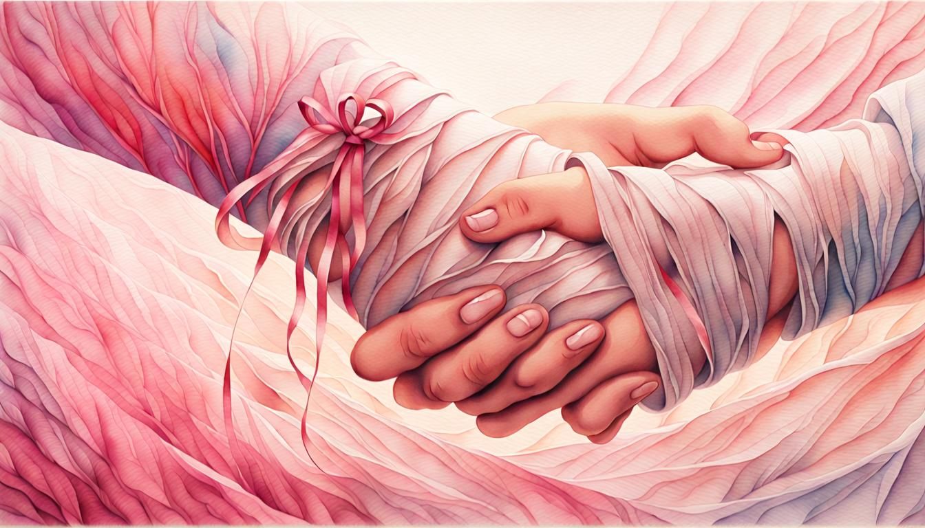 Pink Ribbon Watercolor Symbolizing Breast Cancer Awareness