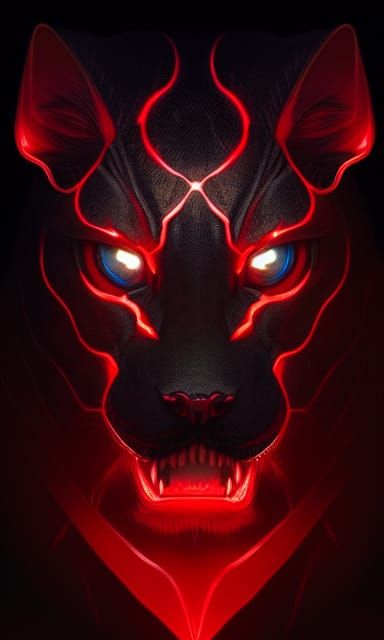 Sinister Panther with Glowing Eyes in Hyper-Realistic Style