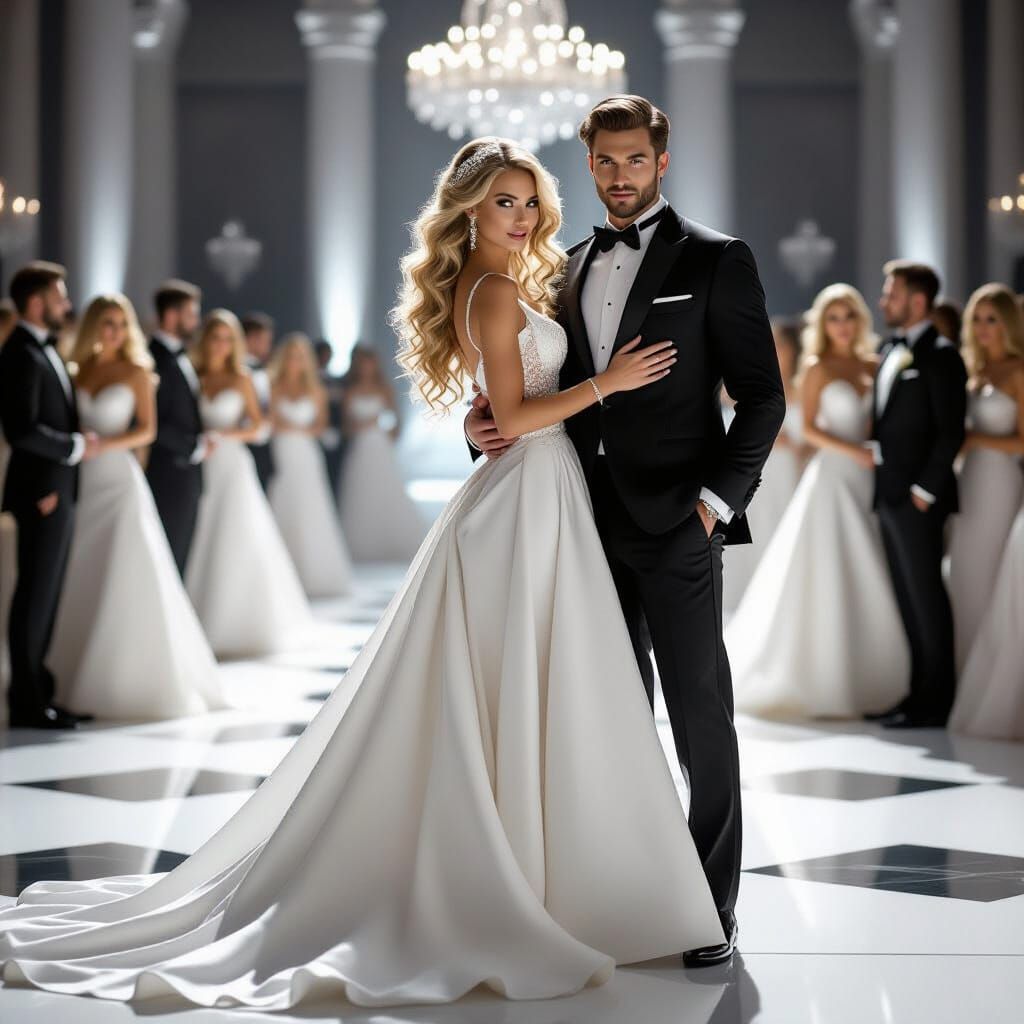 Elegant Couple at Classic Hollywood Glamour Ball