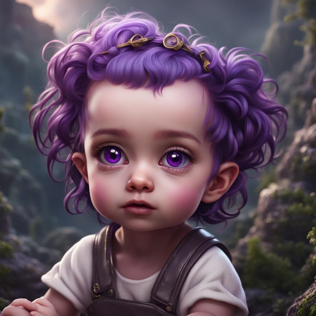 Fantasy Art: Cute Babies with Purple Eyes