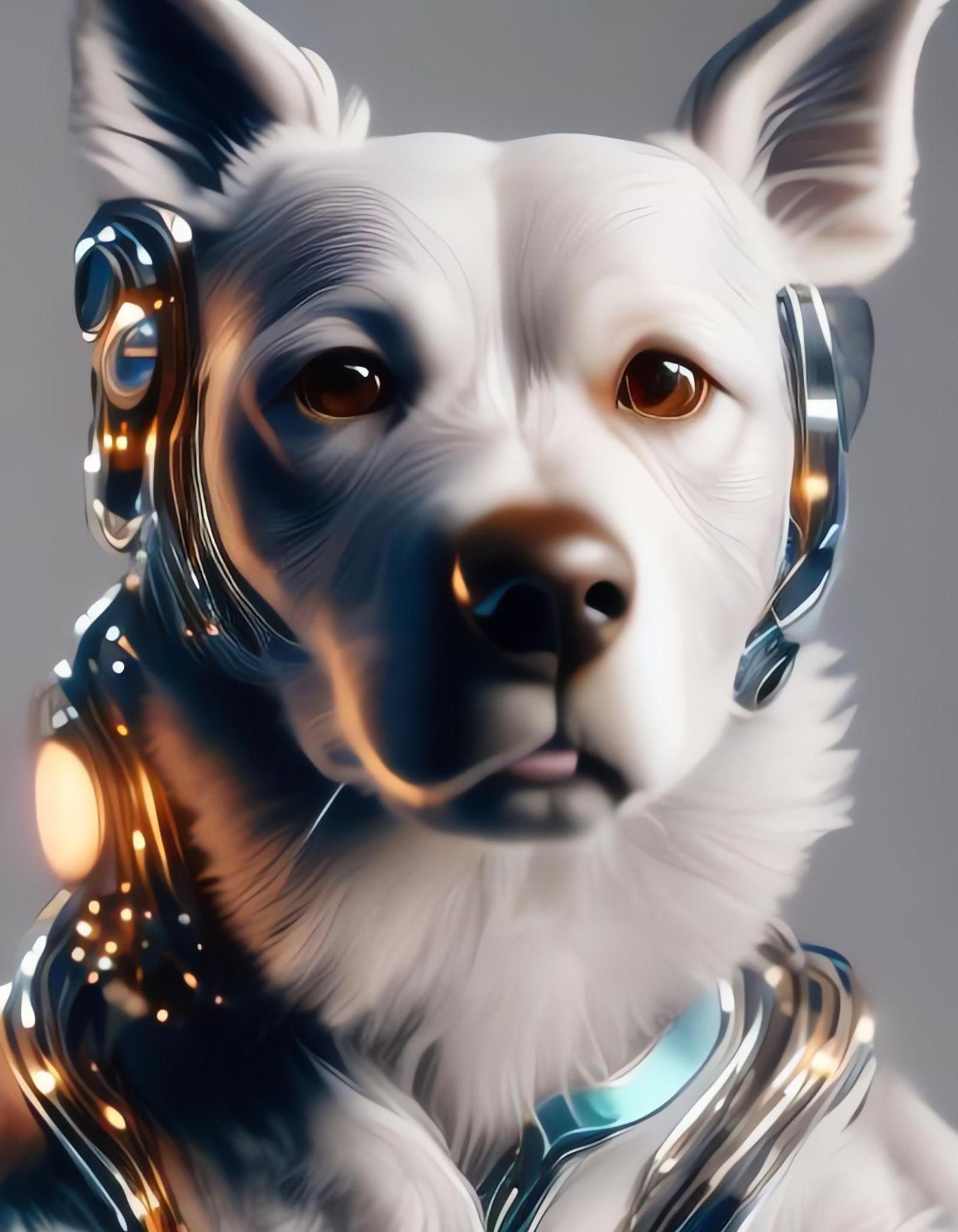 Sci-Fi Cyborg Dog Portrait in Realistic Style