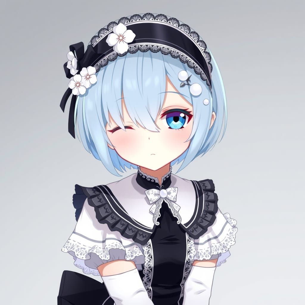 Elegant Anime Girl with Delicate Accessories in a Fantasy Se...