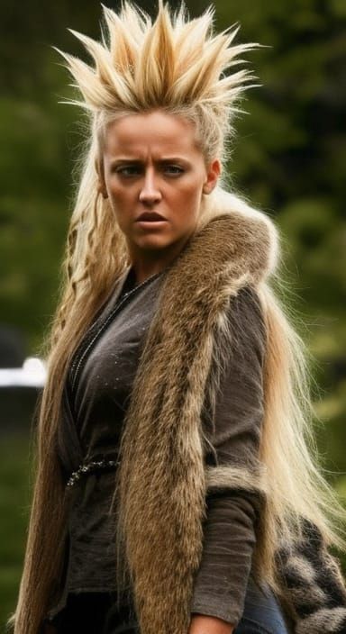 Photorealistic Super Saiyan Woman in 1980s Movie Style