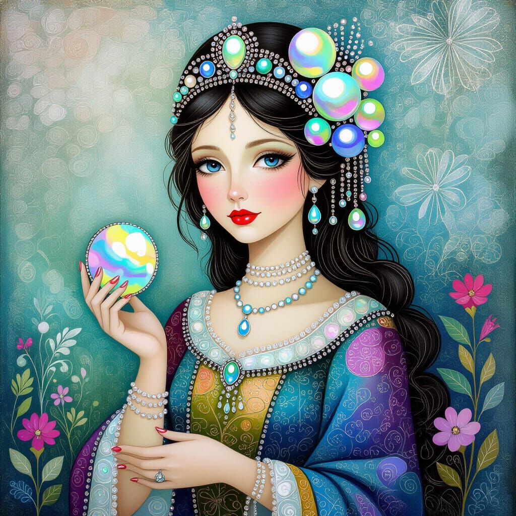 Iridescent Pearl Emporium Thief in Folk Art Style