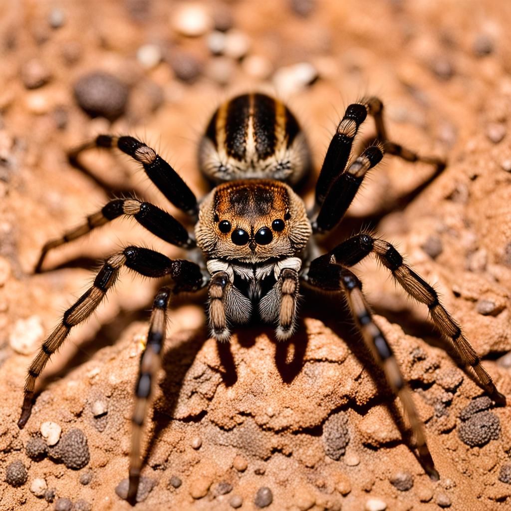 Detailed Portrait of Rare Desertas Wolf Spider