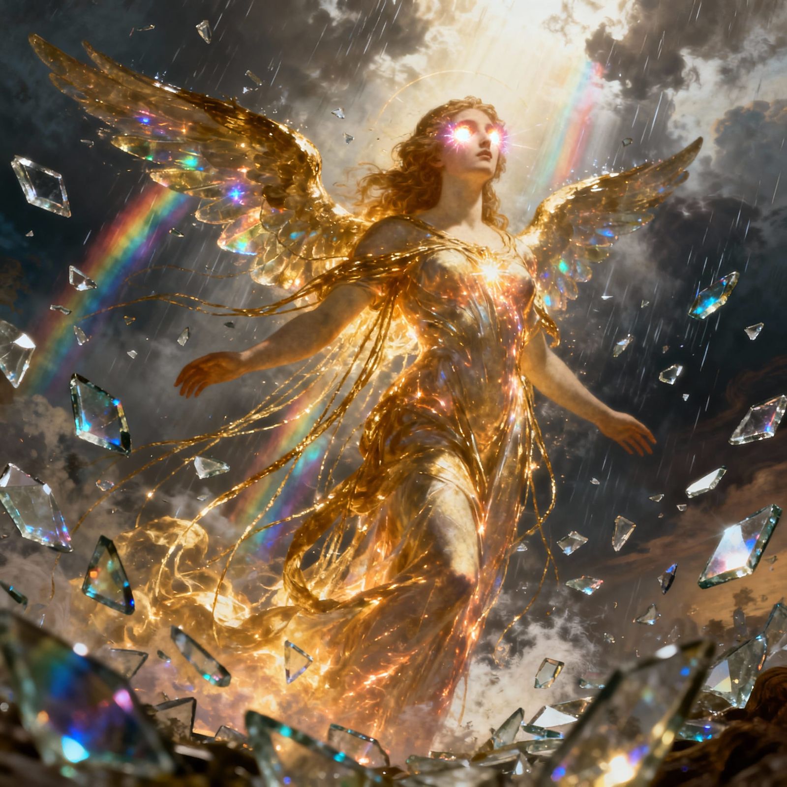 Divine Aurora Rises Through Shattered Light Storm