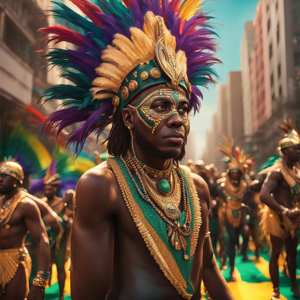 Zulu Parade on Mardi Gras in Art Deco Style