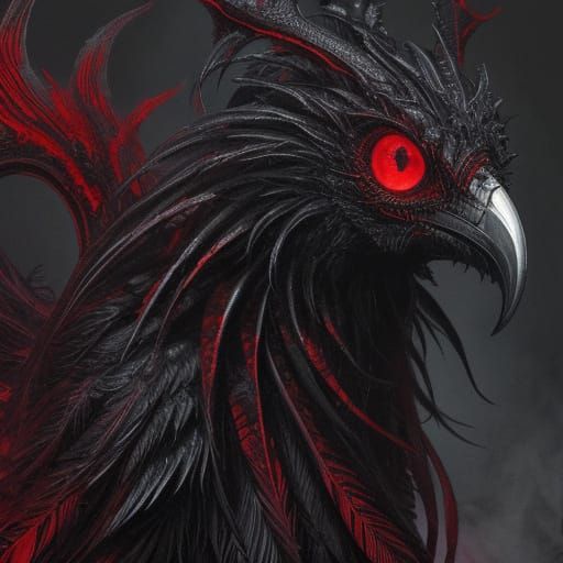 Dark Surreal Alien Raven in Giger Style