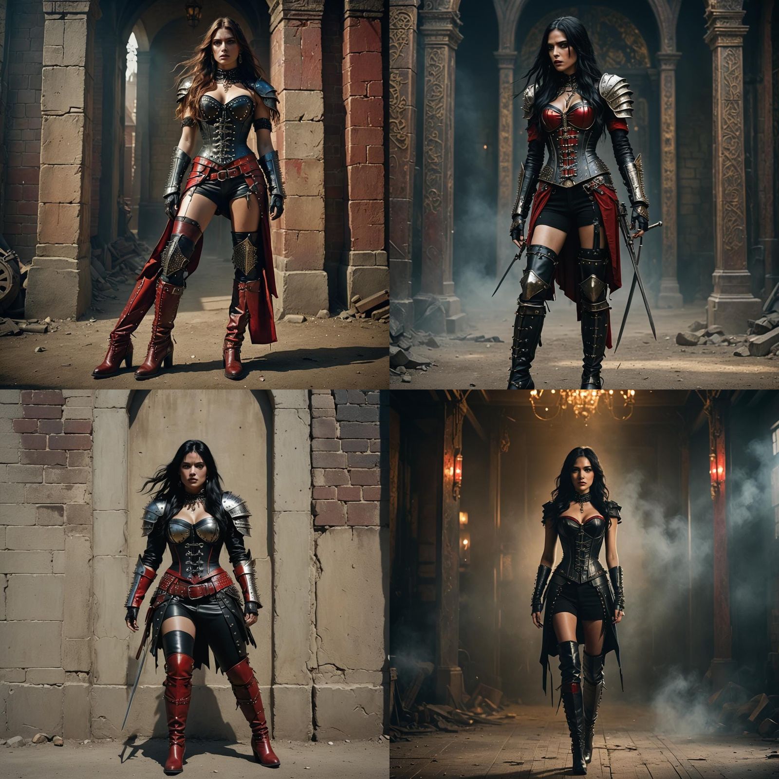 Glamorous Hyperreal Goddess in Leather Armor