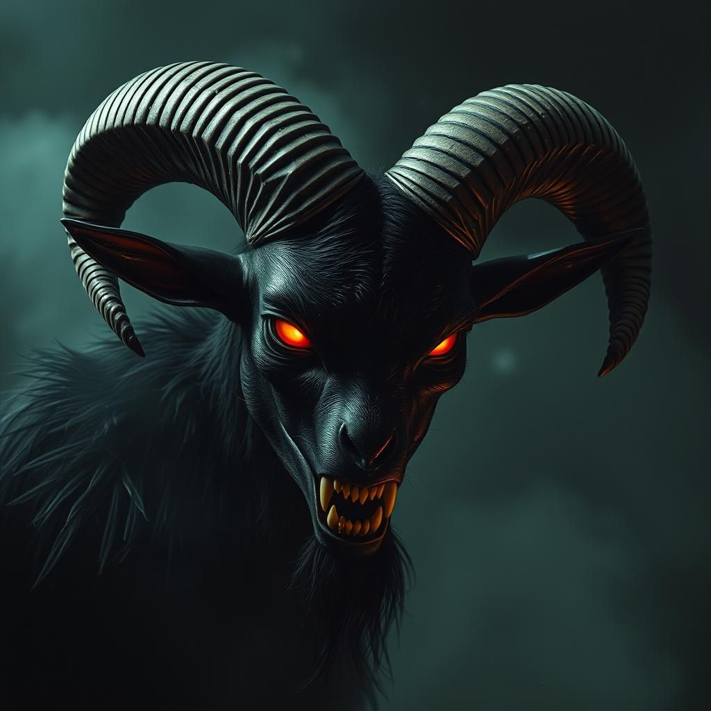Nightmarish Black Goat: A Photorealistic Vision of Death