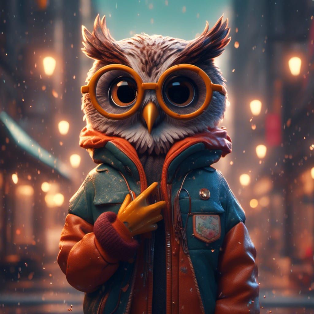 Owl in Retro Fashion: Detailed Matte Painting