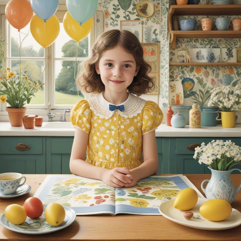 Whimsical Saturday Morning Scene in Watercolor Style