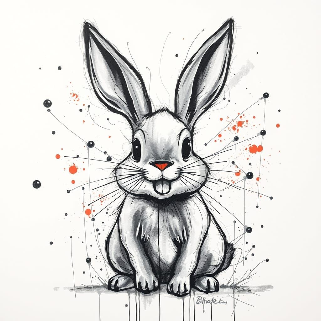 Smiling Rabbit Spray Paint Drawing