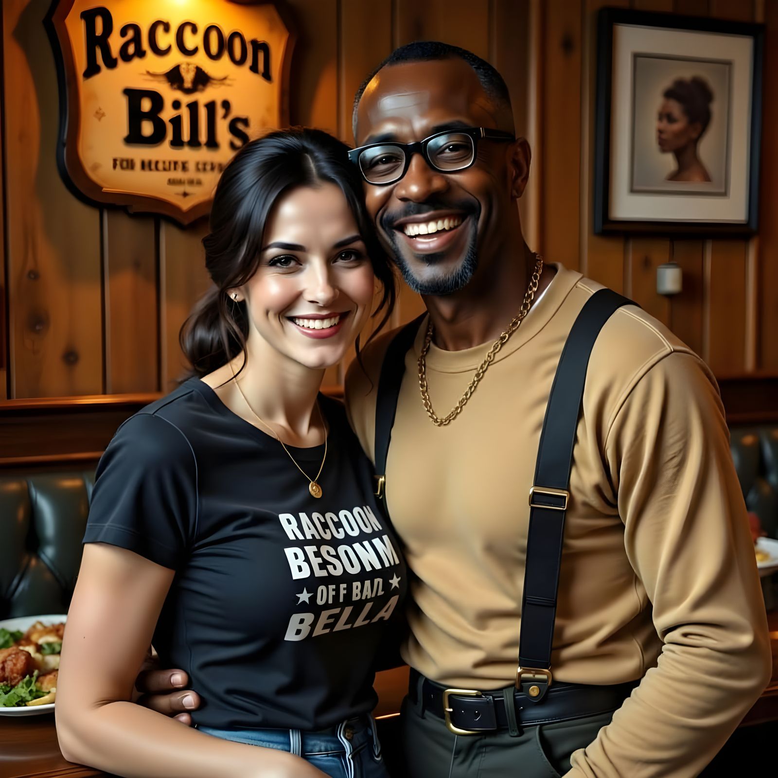 Joyful Portrait of Woman and Older Man in Vintage Style