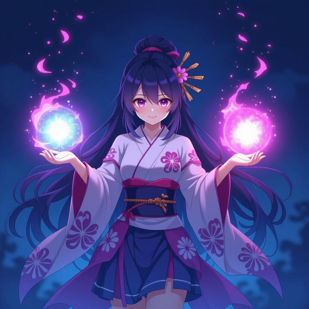 Glowing Magical Onigiri in Anime Style