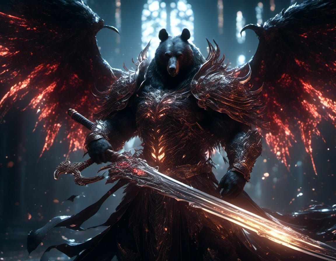 Winged Bear Swordsman in Dragon Armor