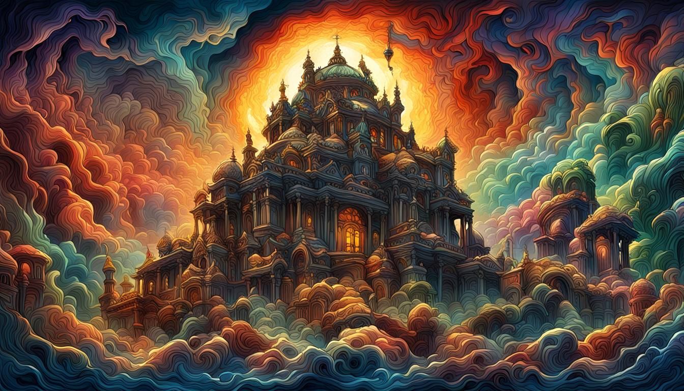 Vibrant World Grave: Digital Illustration of Hope and Despai...