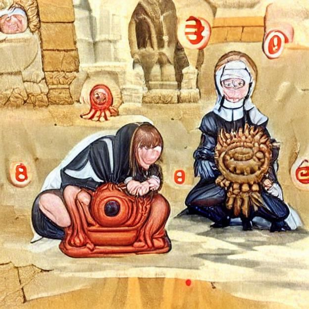 Medieval Priest and Fleshy Beholder