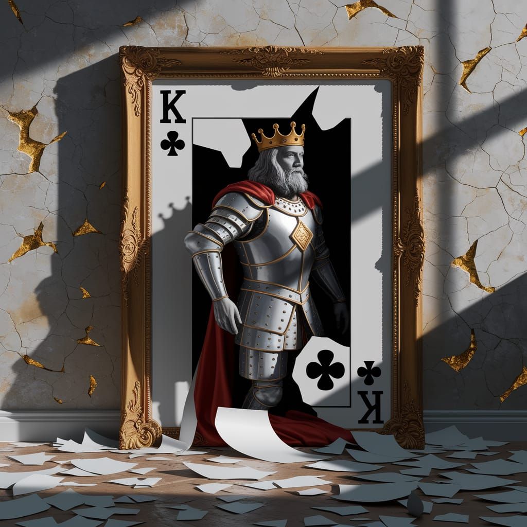 King of Clubs Emerges from Playing Card Painting
