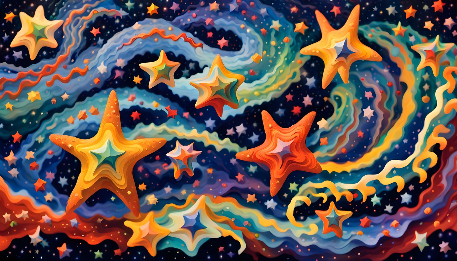 Iridescent Star Cluster in Aboriginal Painting Style