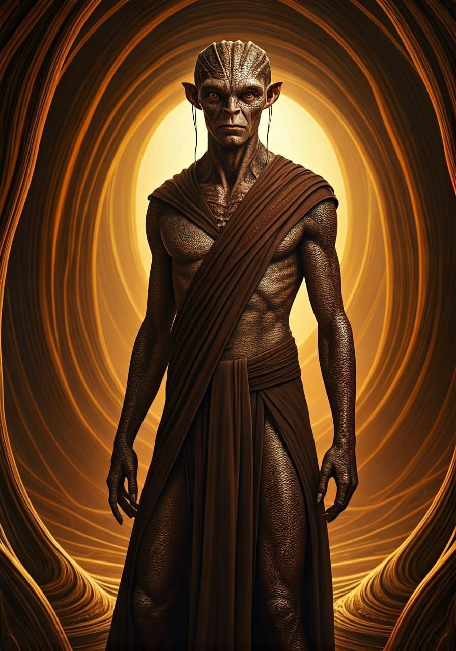 Majestic Alien Being in a Mystical Room