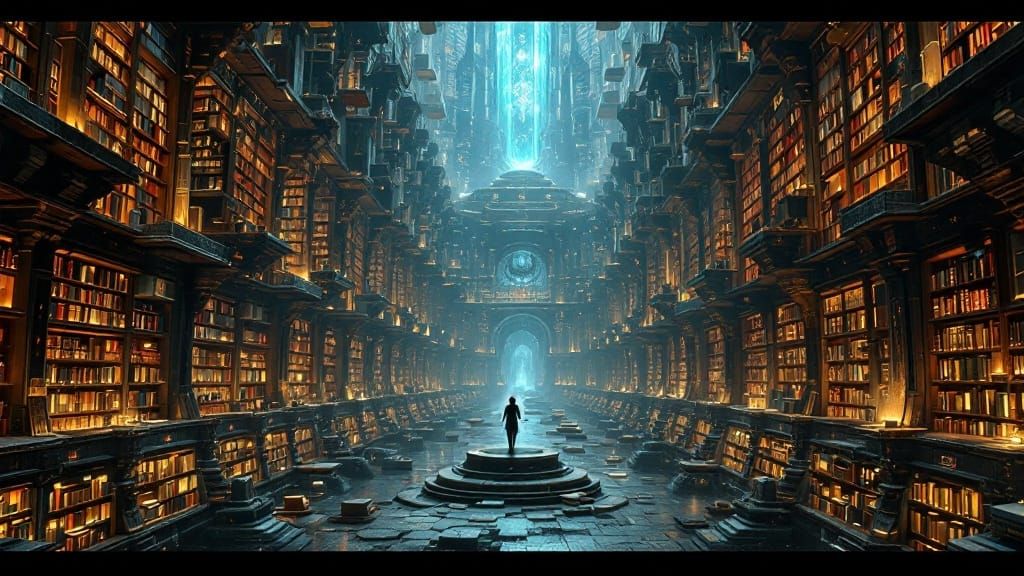 Eternal Archive of Lost Knowledge in Fantastical Architectur...