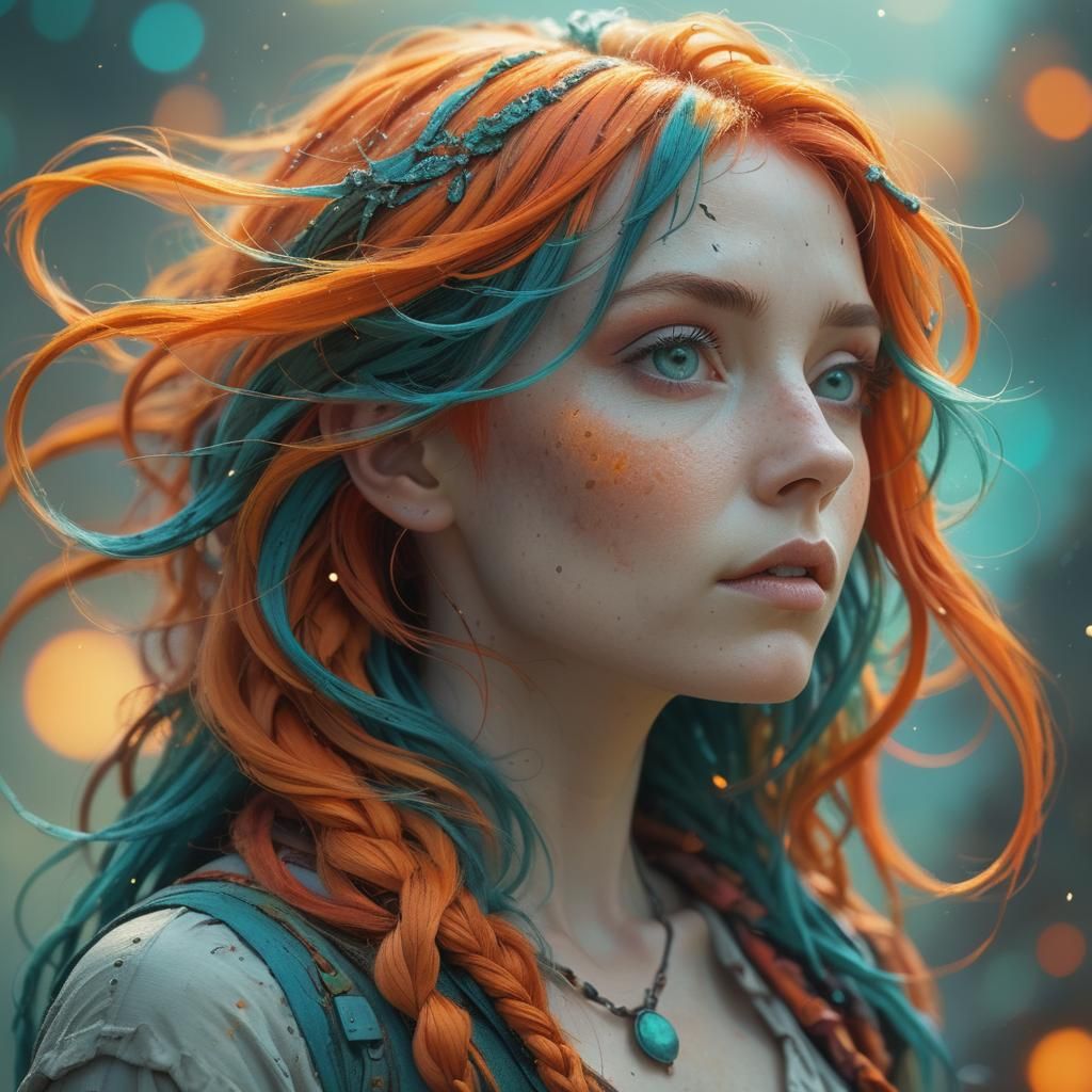 Mystical Woman in Fantastical Landscape: Digital Art