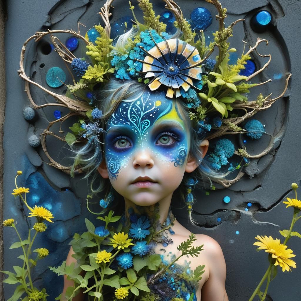 Elven Toddler with Fractal Pinwheel, Macro Photography