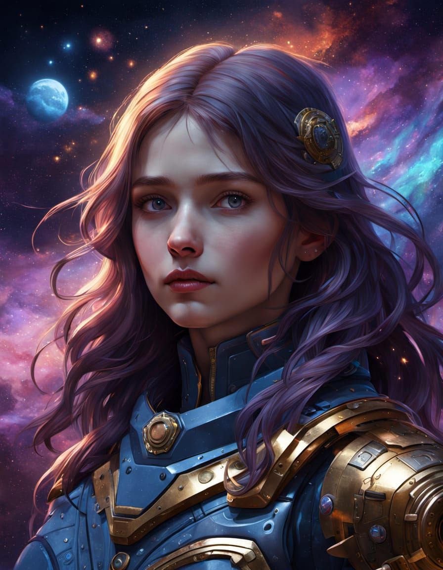 Celestial Cartographer Painting Galaxies in Stardust