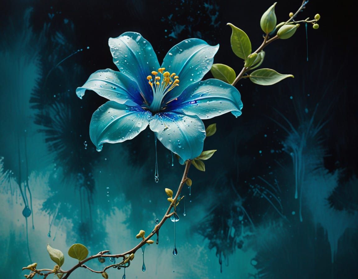 Ethereal Jade Vine Blooms in Neo-Expressionist Watercolor