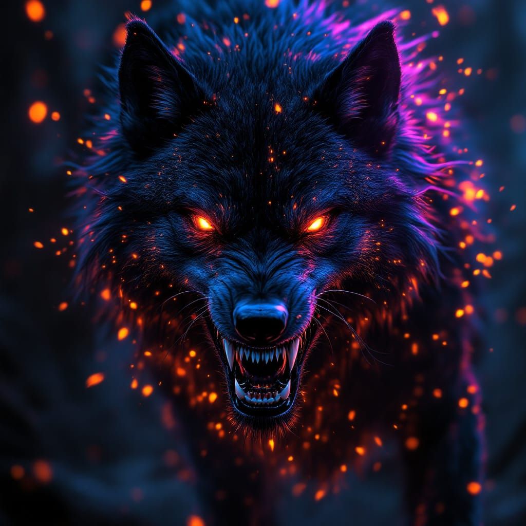 Menacing Black Wolf in Dark Fantasy Concept Art