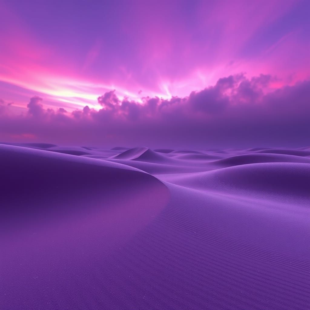 Mysterious Purple Sand Dunes in Frosty Desert Landscape