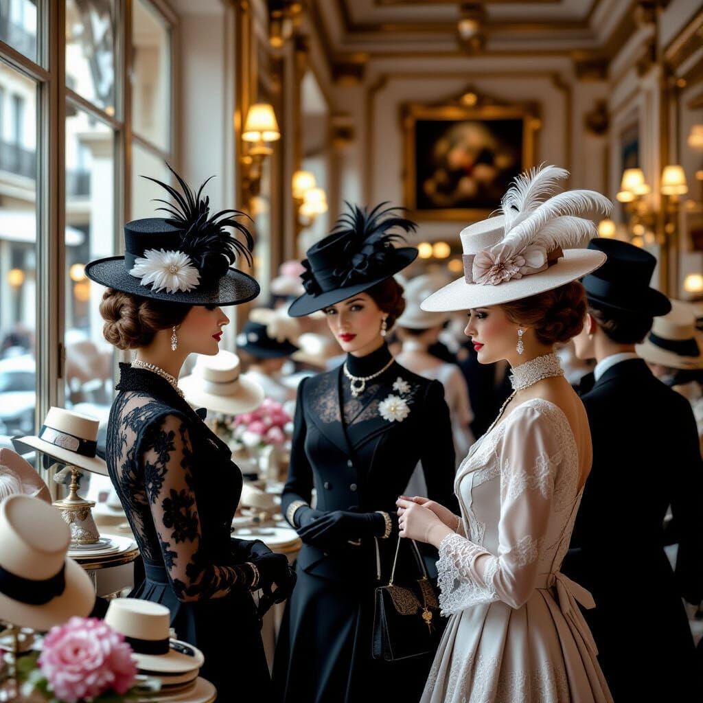 Parisian Hat Boutique in Early 20th Century Style