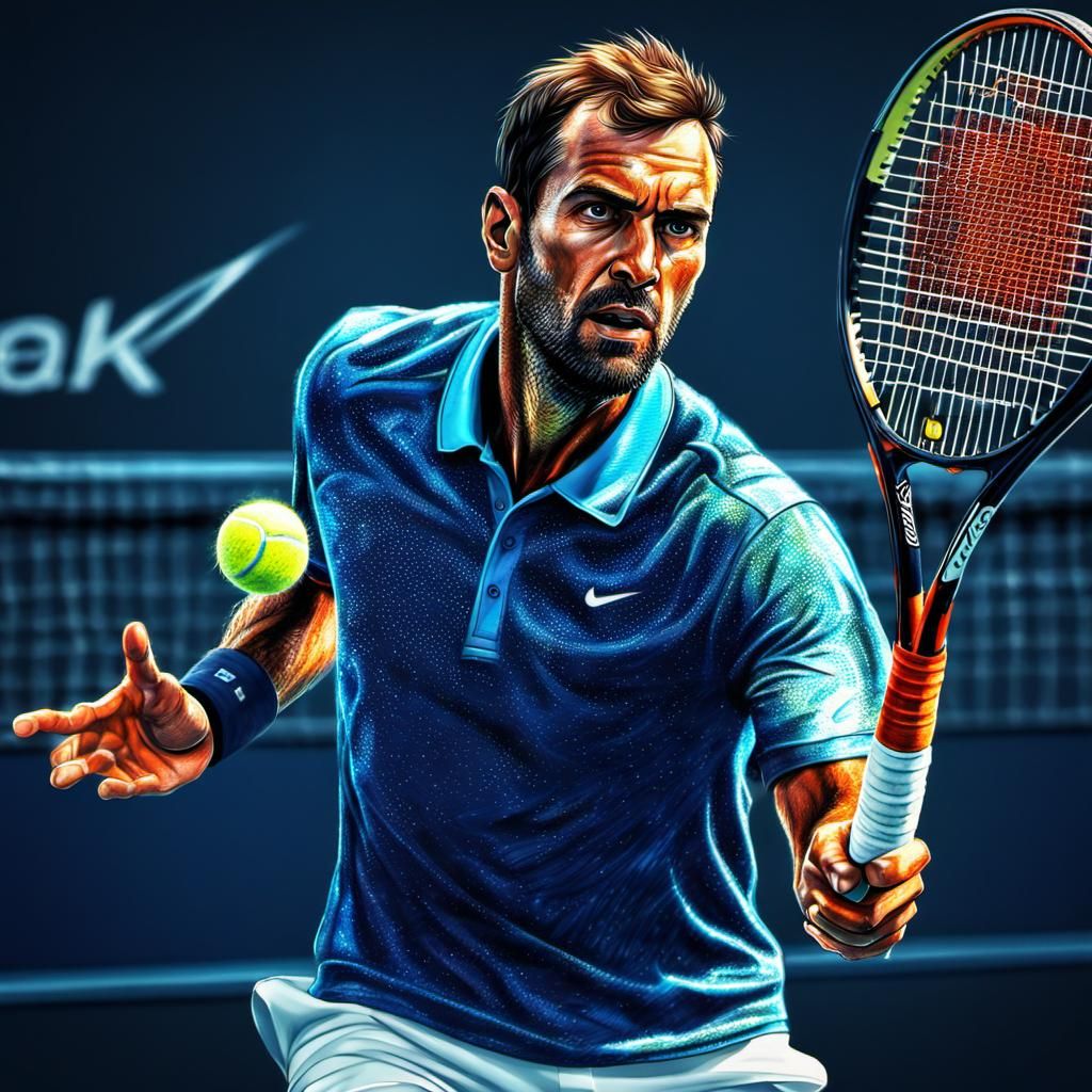 Tennisplayer in Action