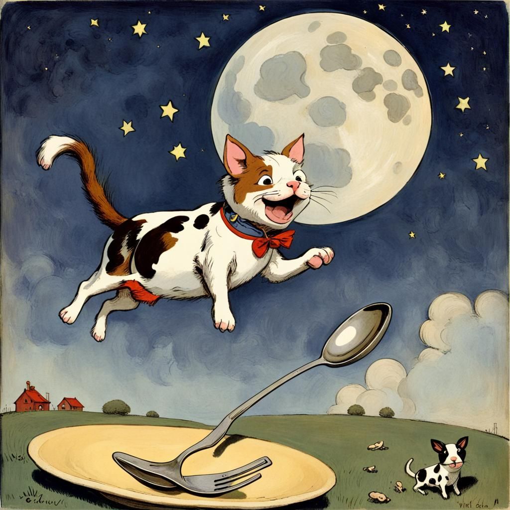 Hey Diddle Diddle in Vintage Illustration Style