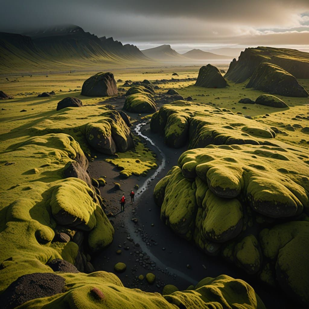 Giant Boulders in Stórurð Súlur, Iceland, Under Golden Hour ...