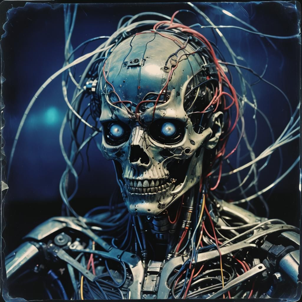 Biomechanical Cyborg Ghoul in Dreamy Lo-fi Photography