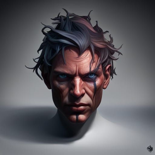 Scary Shadow Portrait in Hyperdetailed Style